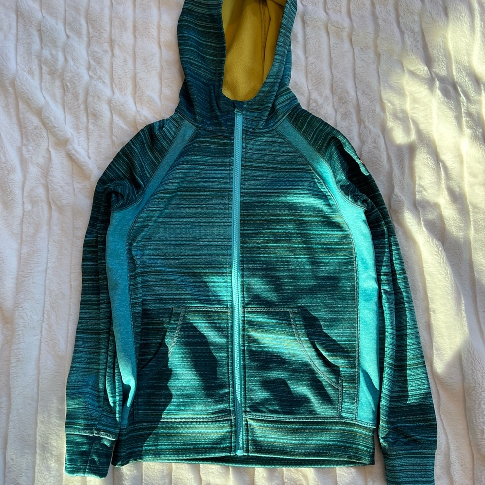 Burton Teal and Yellow Hoodie ski layer